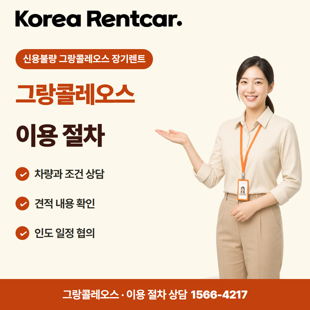신용불량 그랑콜레오스 장기렌트 · 이용 절차 카드뉴스